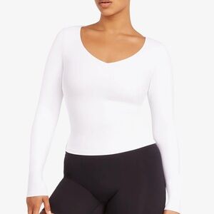 Crop Shop Boutique CSB Alina Long Sleeve Top White Medium EUC